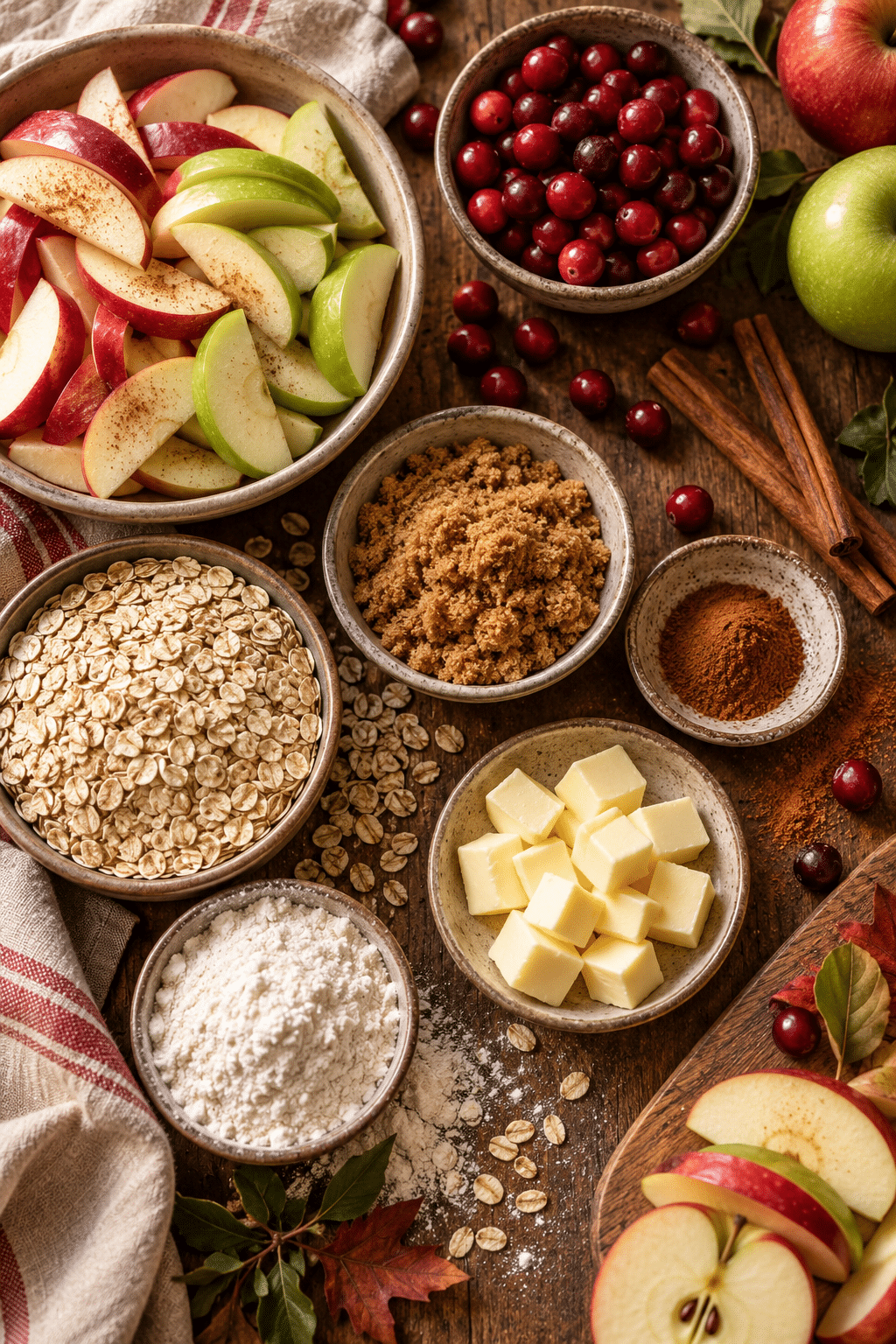 Ingredients for apple cranberry crisp