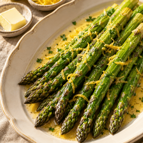 asparagus lemon butter sauce finished dish