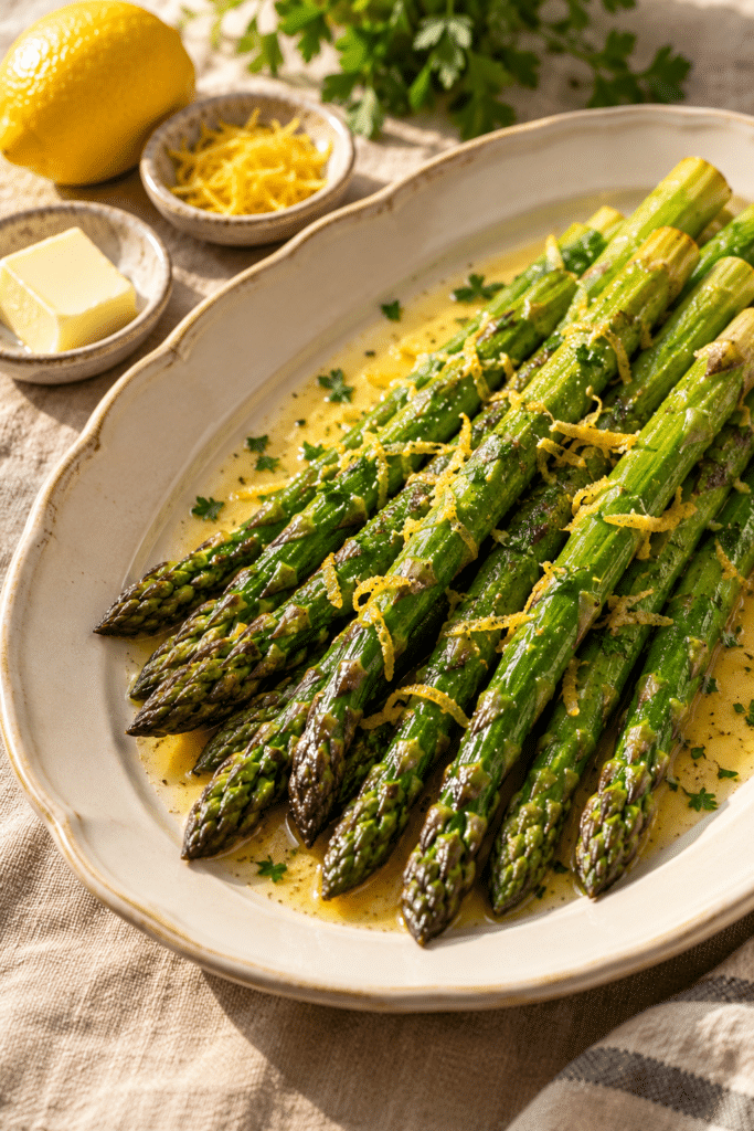 asparagus lemon butter sauce finished dish