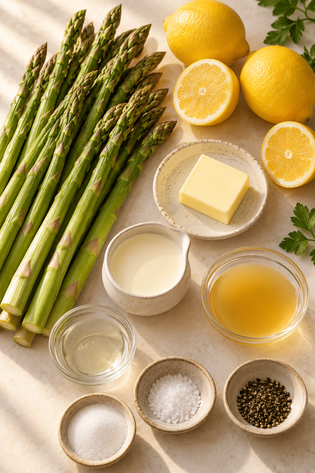 Ingredients for asparagus lemon butter sauce