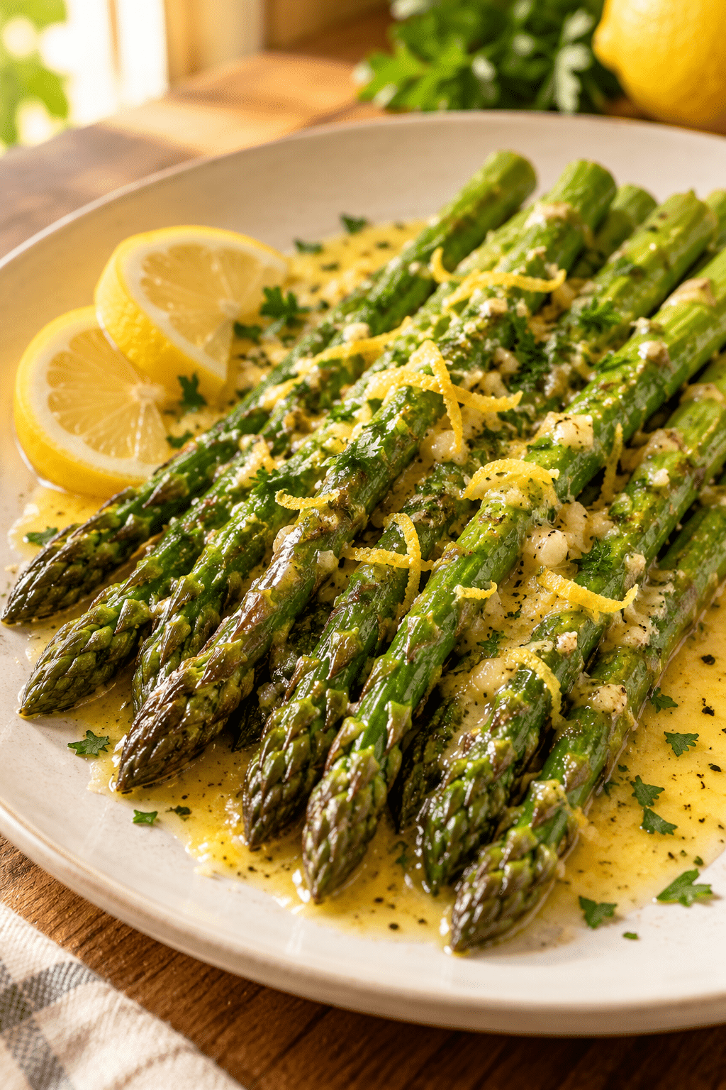 Finished asparagus lemon butter sauce