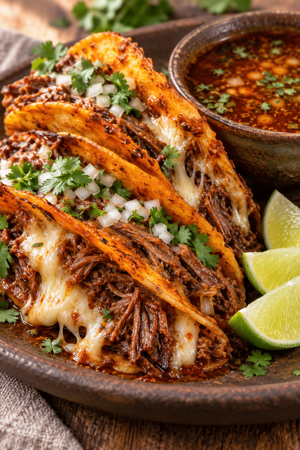 birria tacos served from a different angle