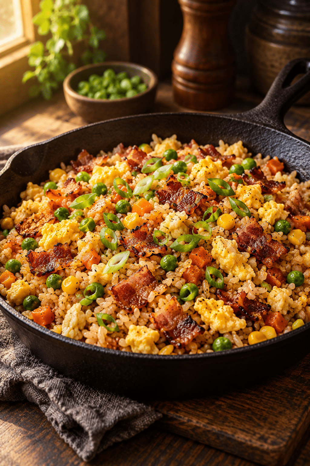 Breakfast Fried Rice with Bacon and Eggs - Recipe Ideas