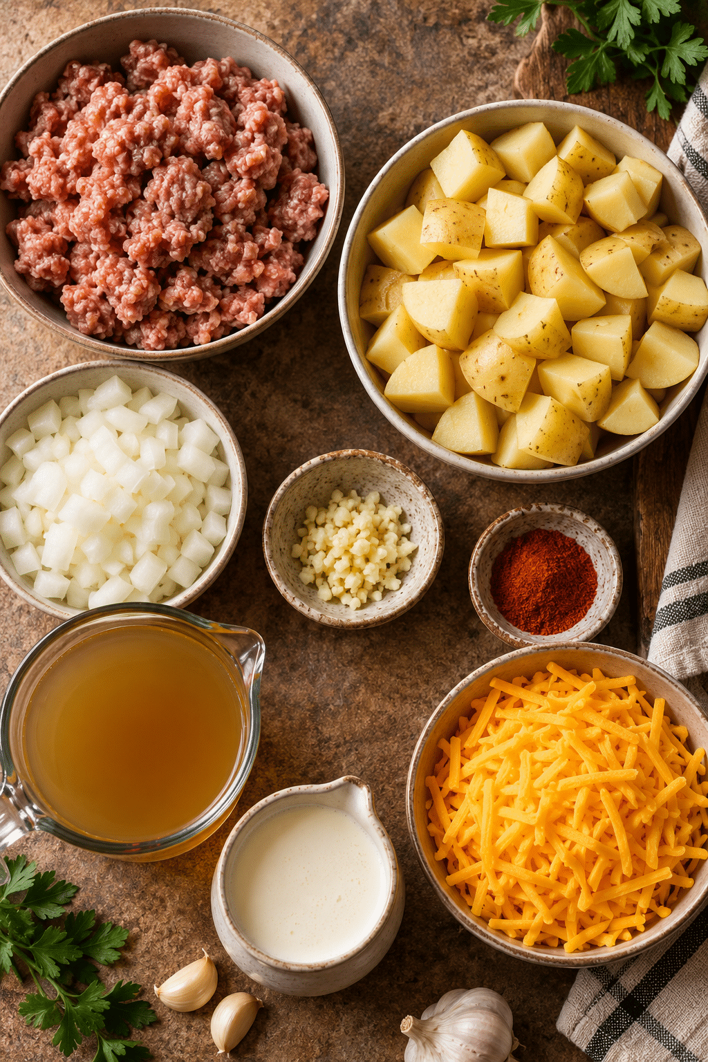 cheesy sausage and potato skillet casserole ingredients