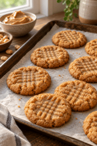 chewy peanut butter cookies finished dish