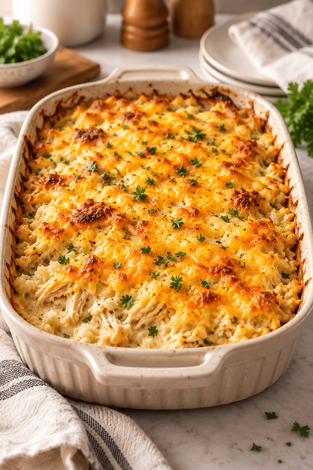 Baking chicken cauliflower rice casserole