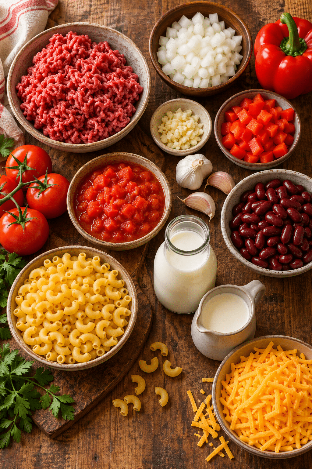 Ingredients for chili mac
