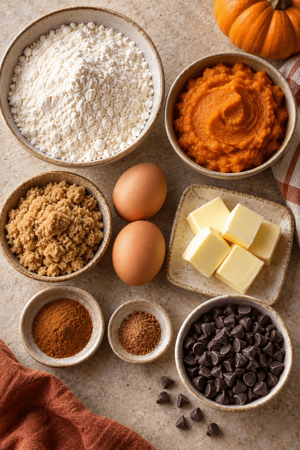 Ingredients measured for pumpkin bars