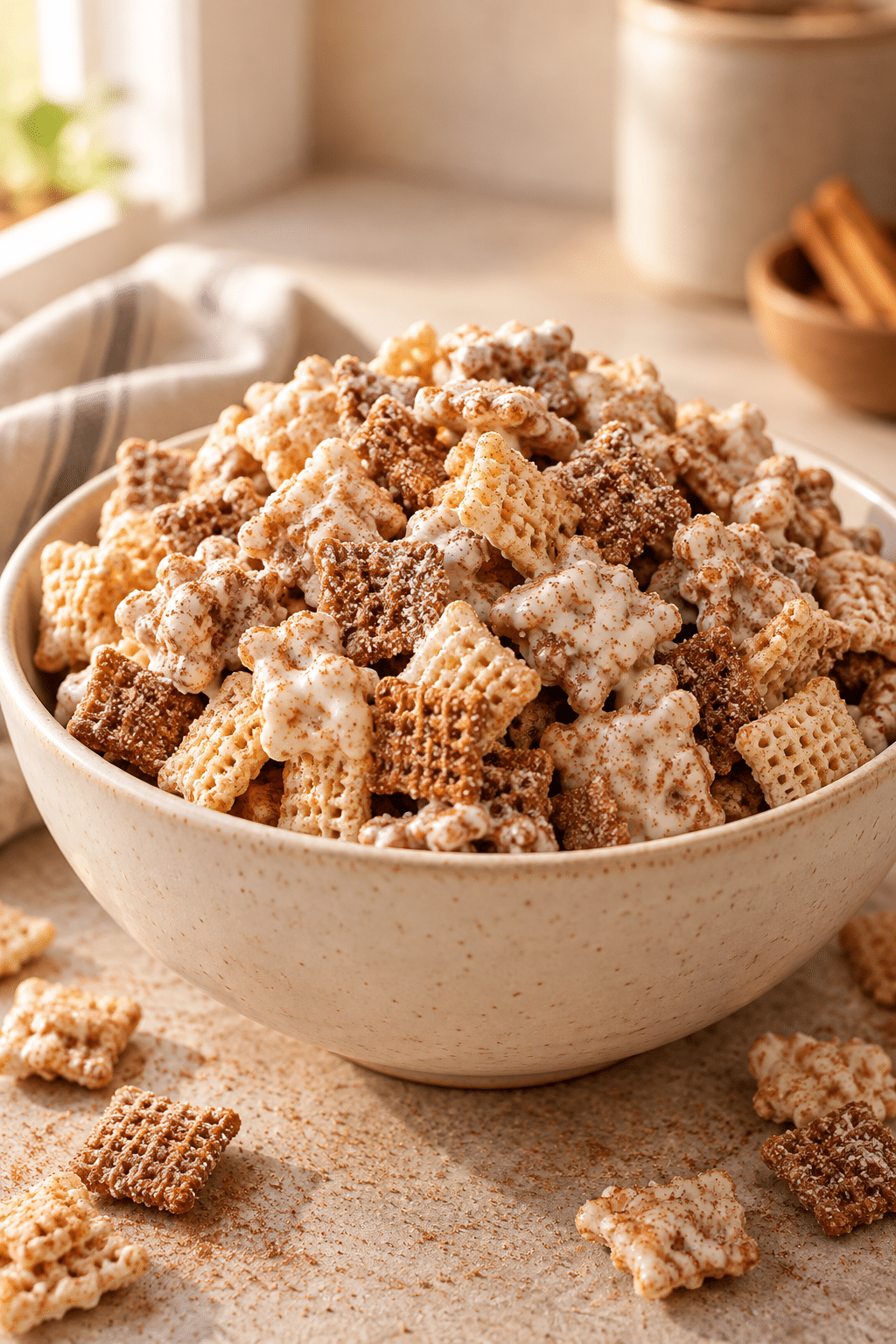 Ingredients for churro chex mix