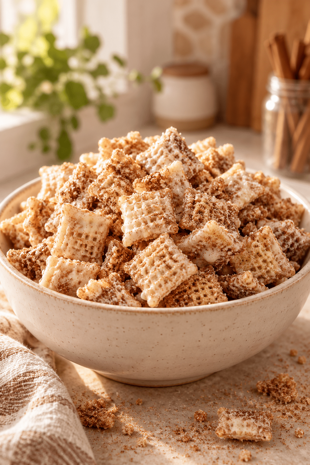 Finished churro chex mix