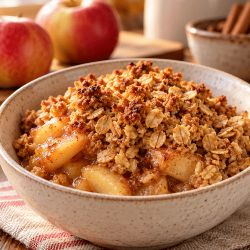 apple crisp with golden oat topping