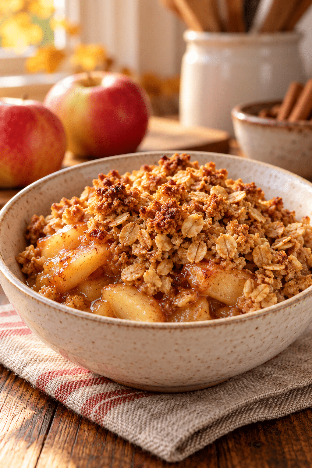 apple crisp with golden oat topping