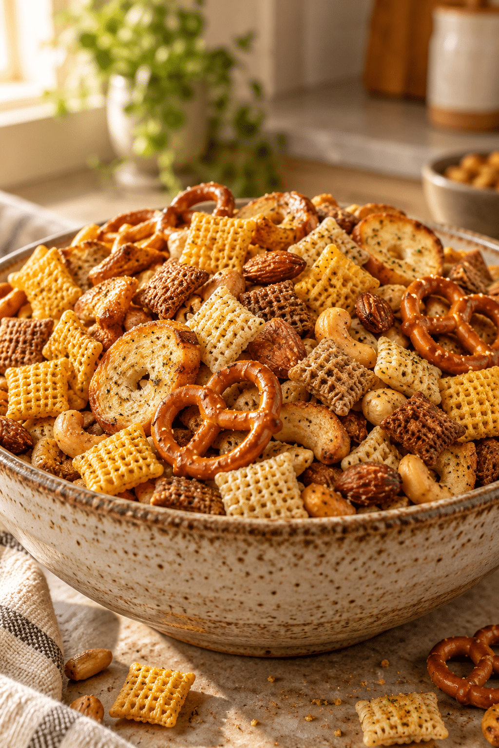 chex mix recipes coated with seasoned butter before baking