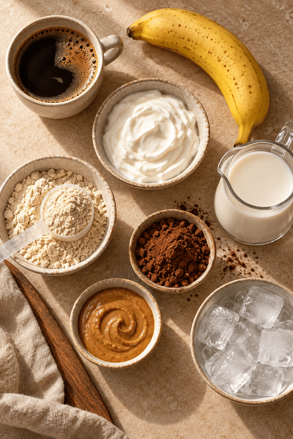 Ingredients for coffee protein smoothie