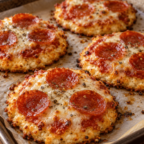 Cottage cheese pizza snacks on a warm tray