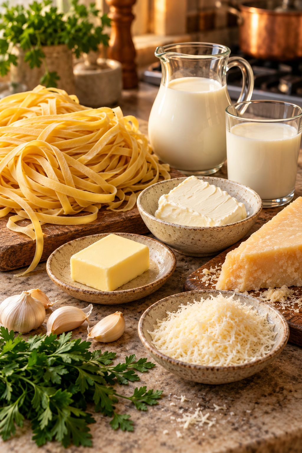 ingredients for fettuccine alfredo