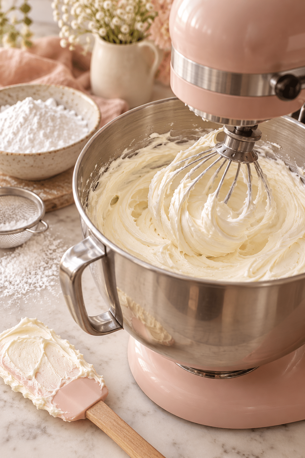 Beating Crisco frosting recipe until smooth in a mixing bowl