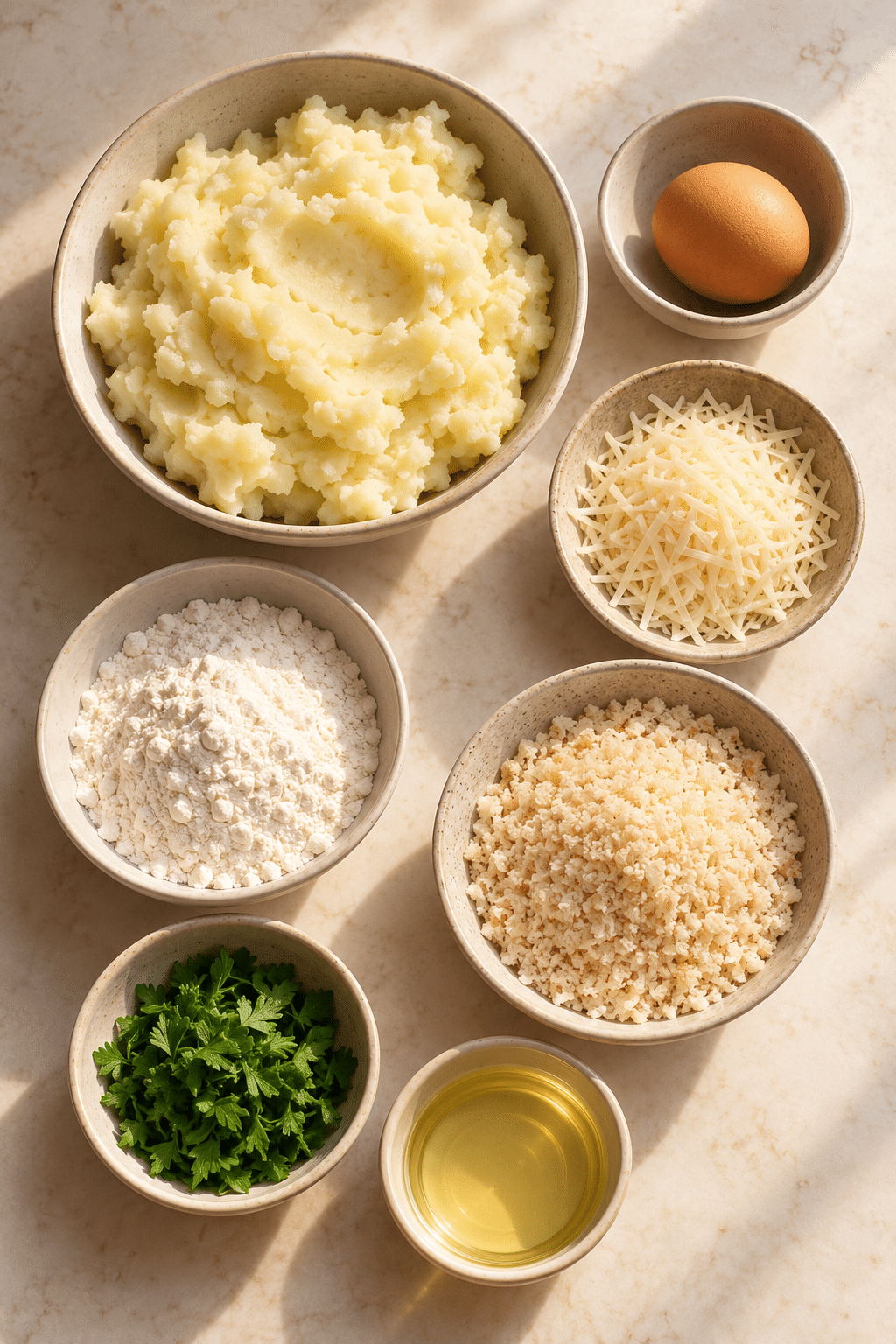 Ingredients for mashed potato tots
