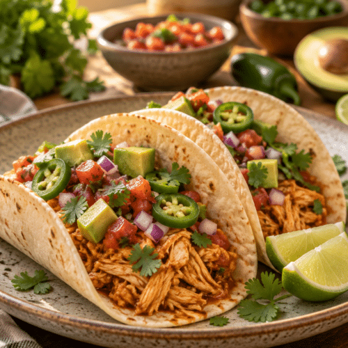 Crockpot chicken tacos finished dish