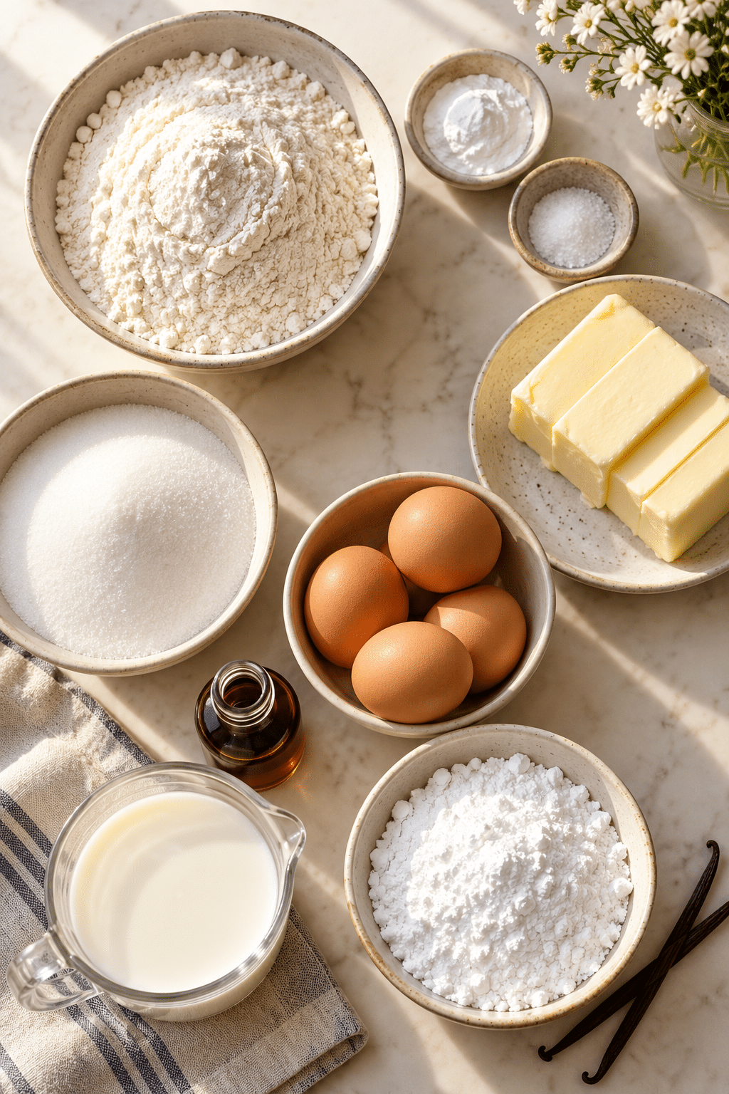 Ingredients for an easy bundt cake recipe