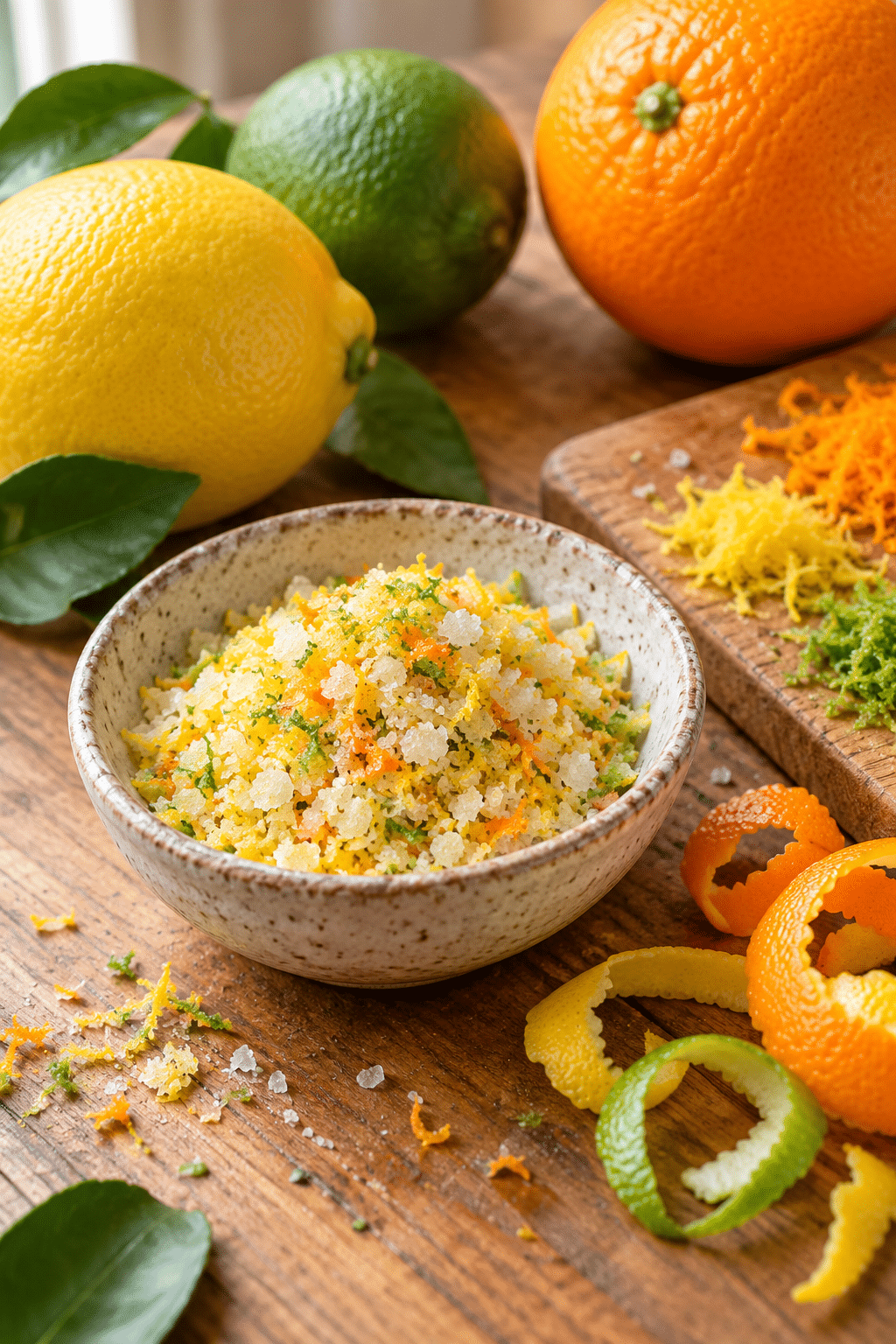 Easy citrus salts with lemon, lime, and orange zest