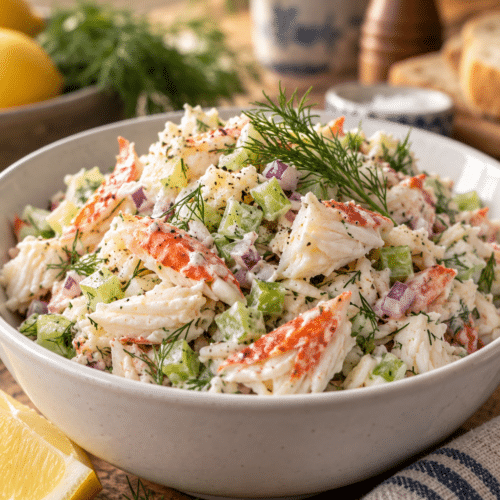 Easy crab salad with lemon and dill