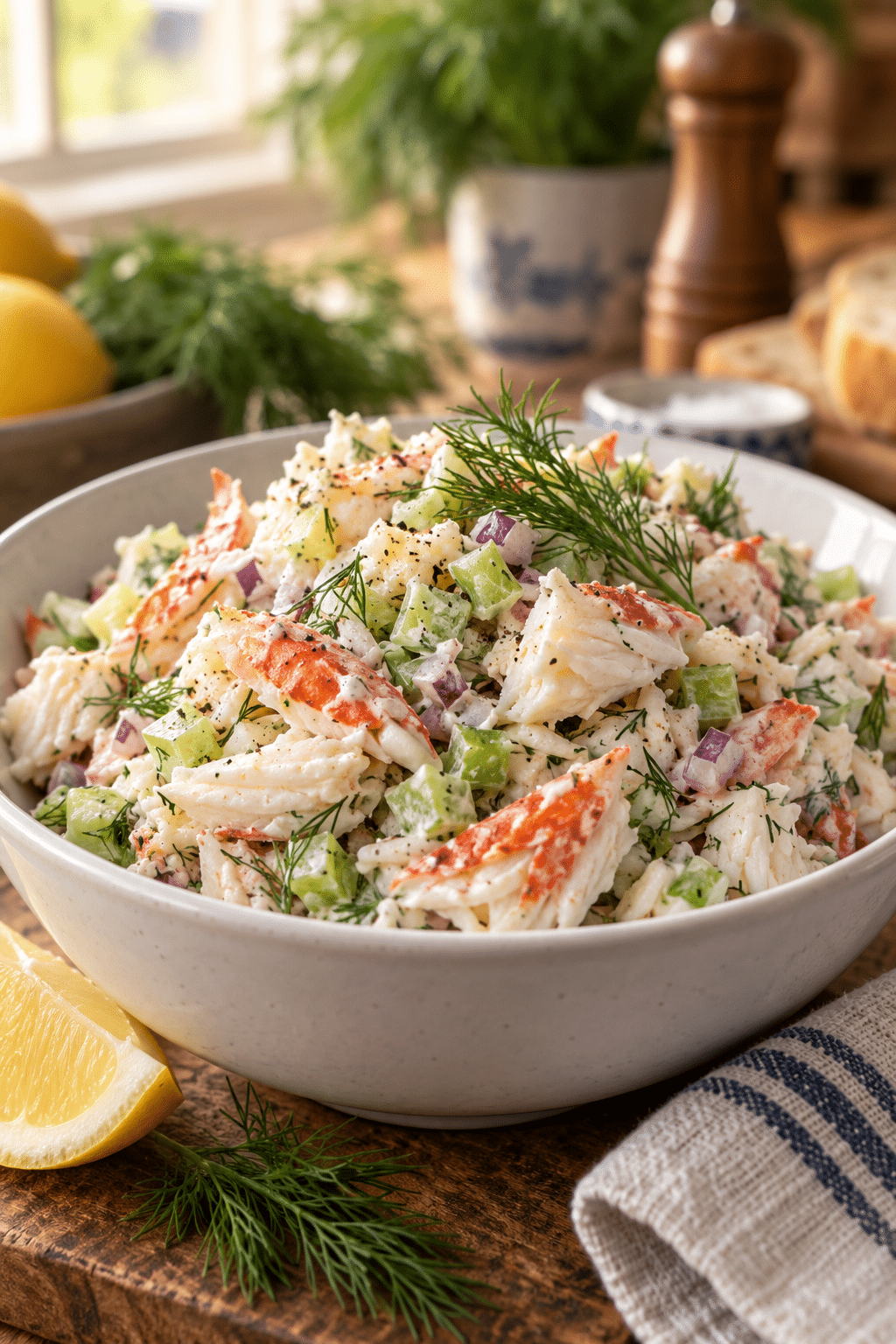 Easy crab salad with lemon and dill