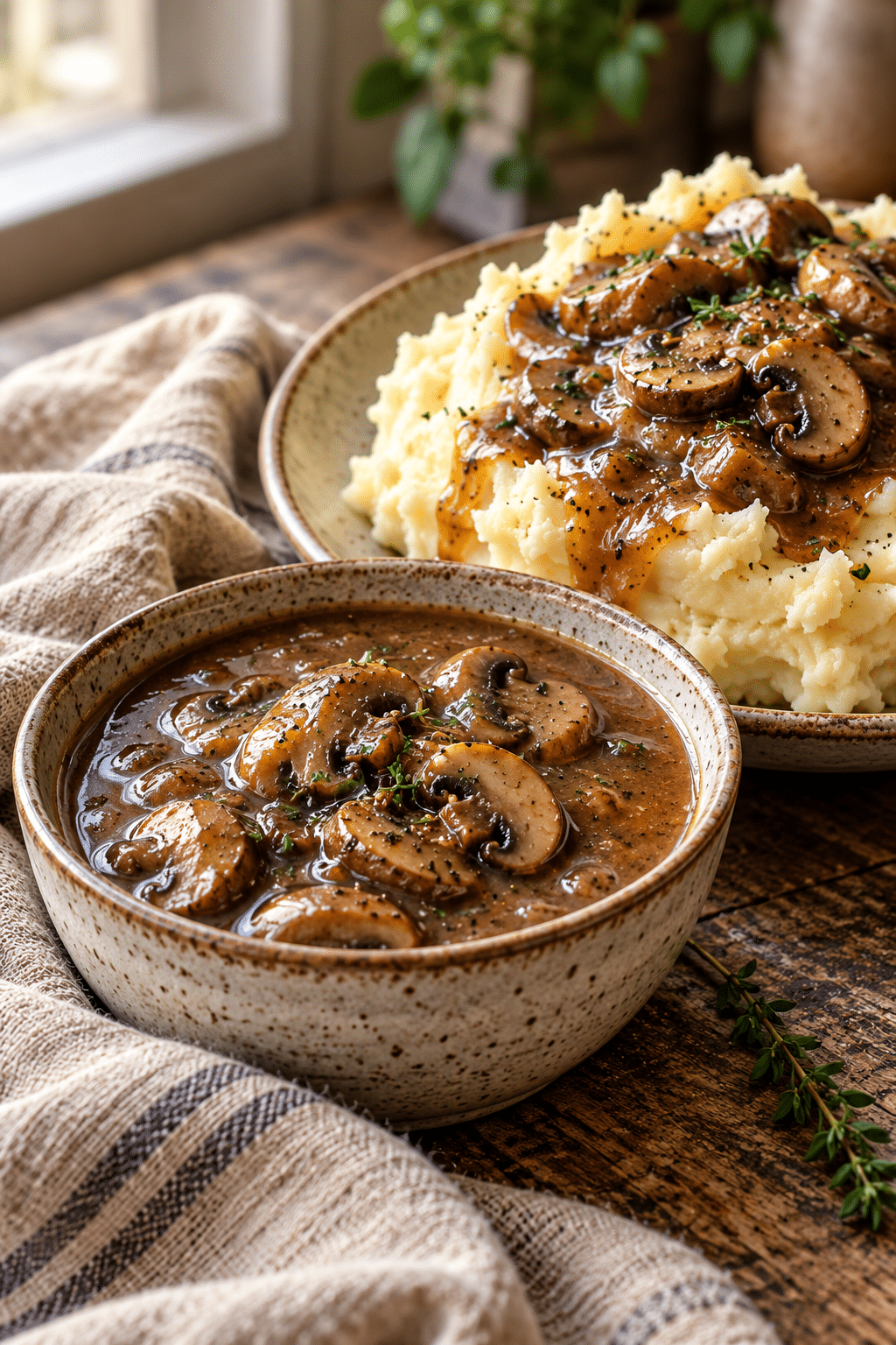 easy mushroom gravy finished dish