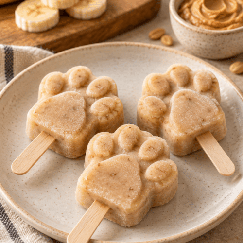 pupsicles with banana and peanut butter