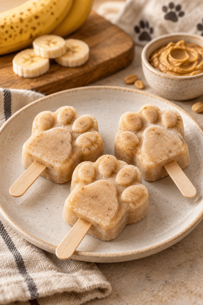 pupsicles with banana and peanut butter
