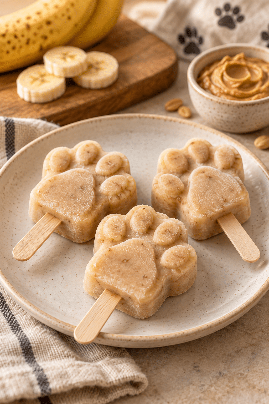 pupsicles with banana and peanut butter