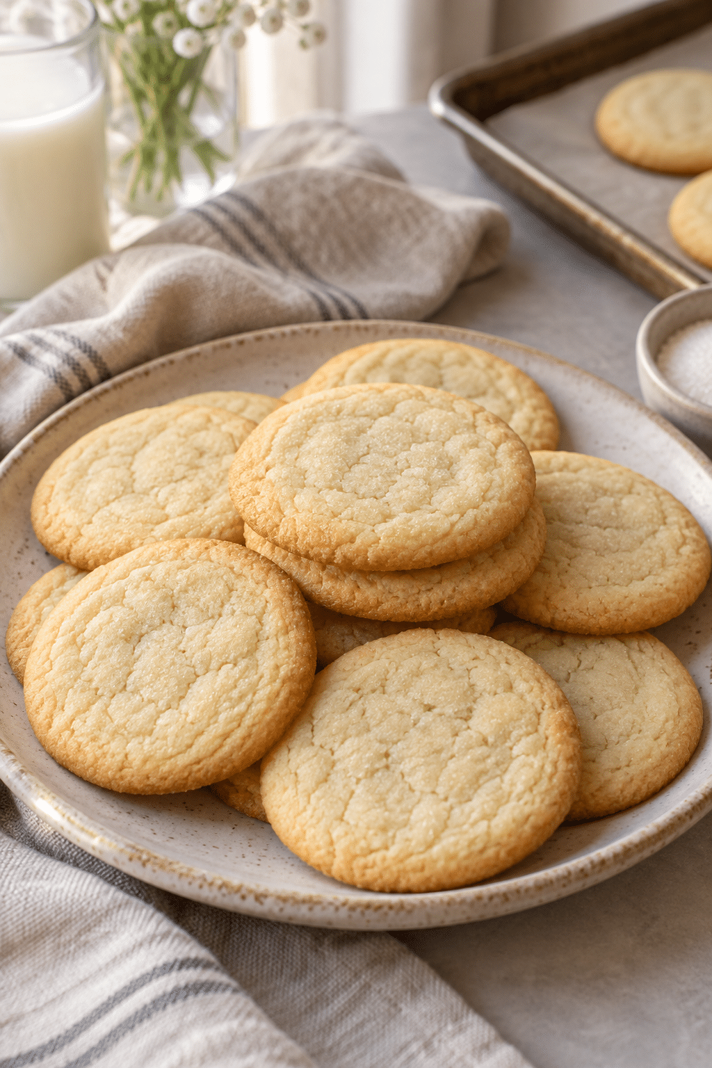 easy sugar cookies on a serving plate
