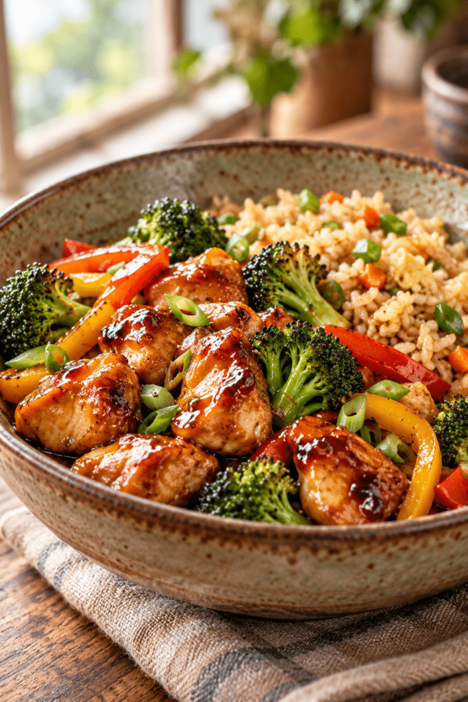 easy teriyaki chicken and fried rice dinner