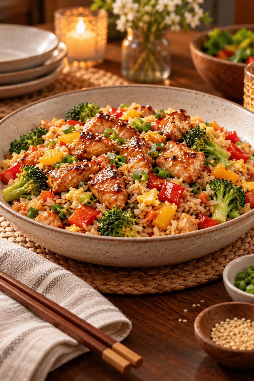 easy teriyaki chicken served with fried rice