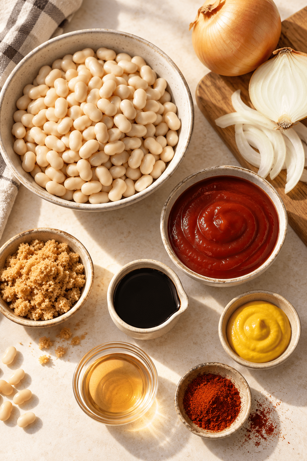 Ingredients for easy ultimate baked beans