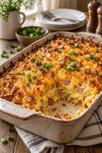 farmer's breakfast casserole with ham and hash browns