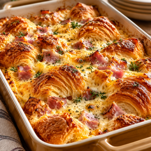 ham and cheese croissant casserole