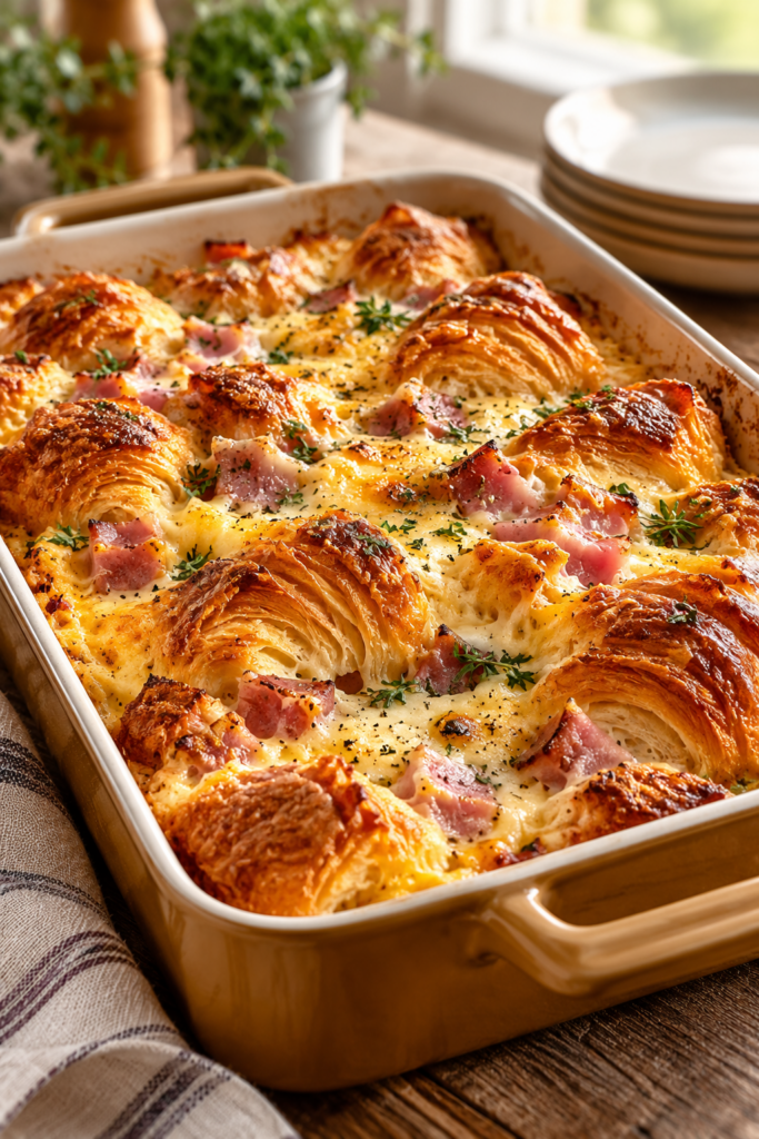 ham and cheese croissant casserole