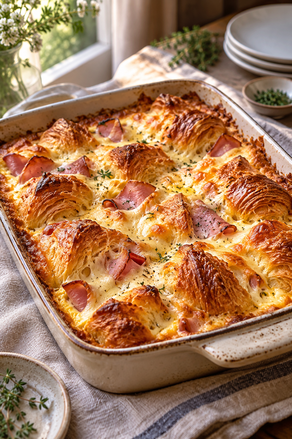 ham and cheese croissant casserole result