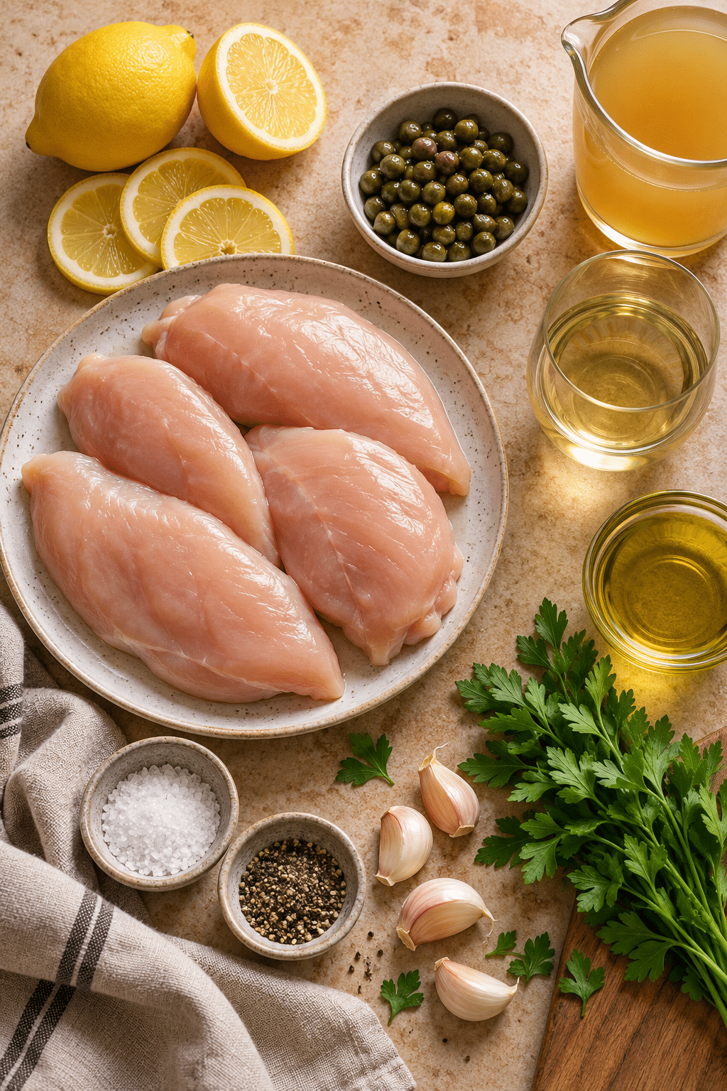 Ingredients for Instant Pot chicken piccata
