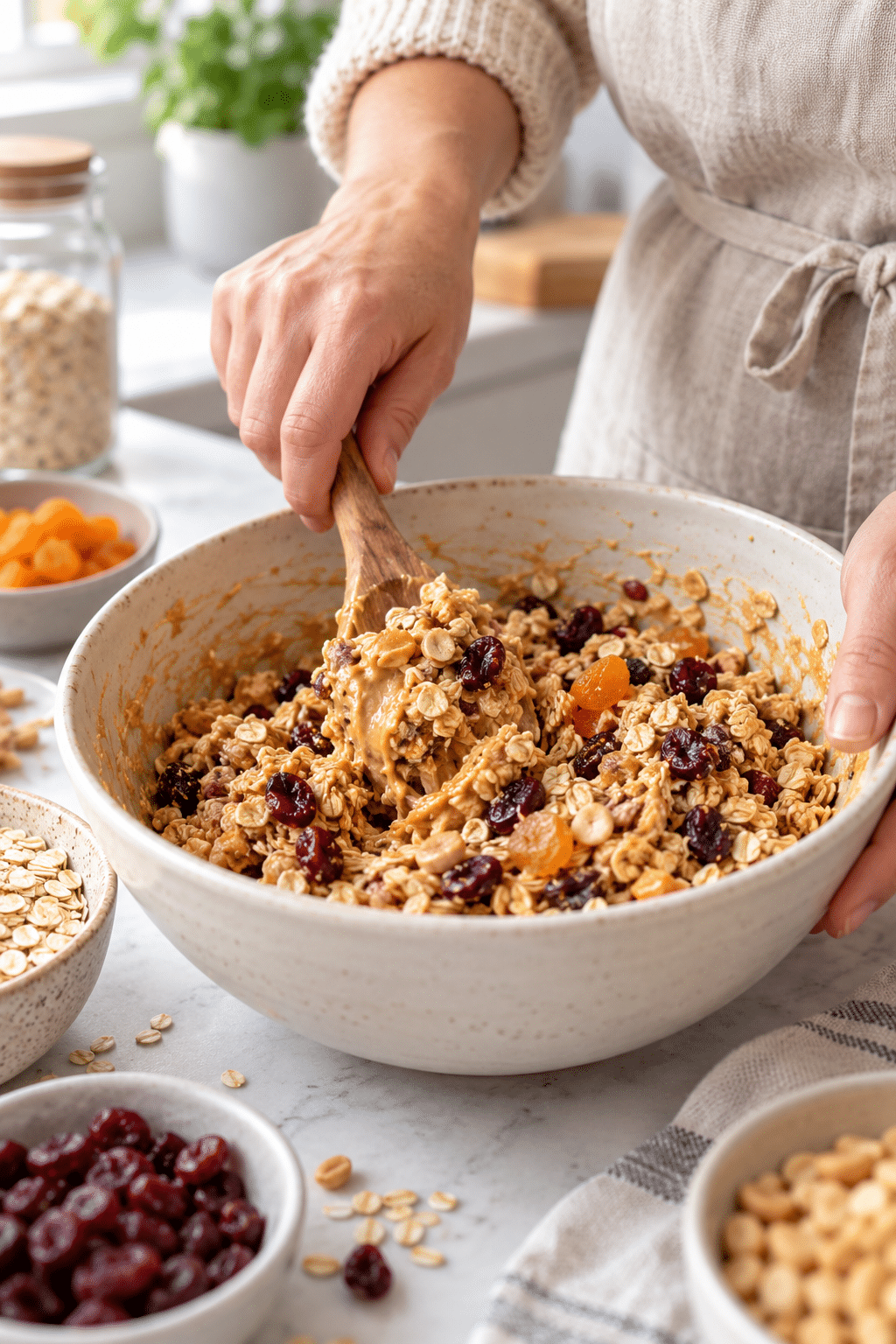 healthy snacks for kids mixture being prepared