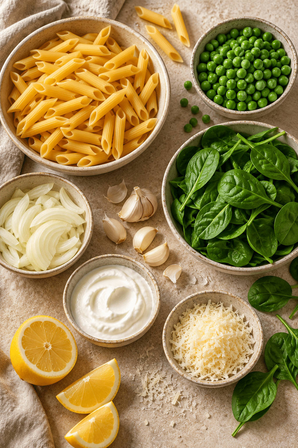 Ingredients for healthy vegetarian dinner