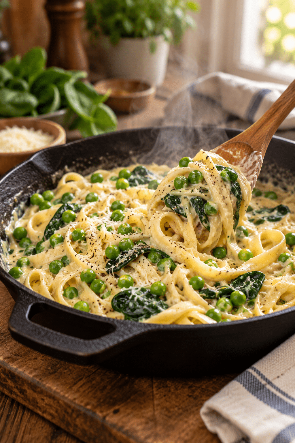 Cooking healthy vegetarian dinner in a skillet