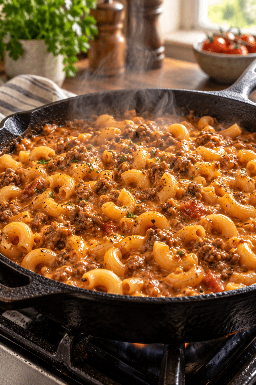 homemade hamburger helper cooking