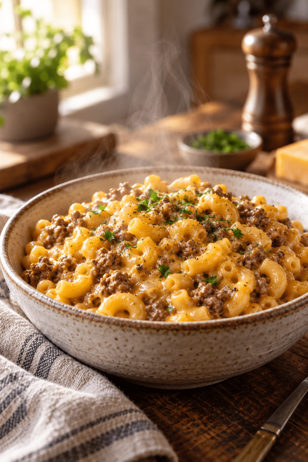 finished homemade hamburger helper