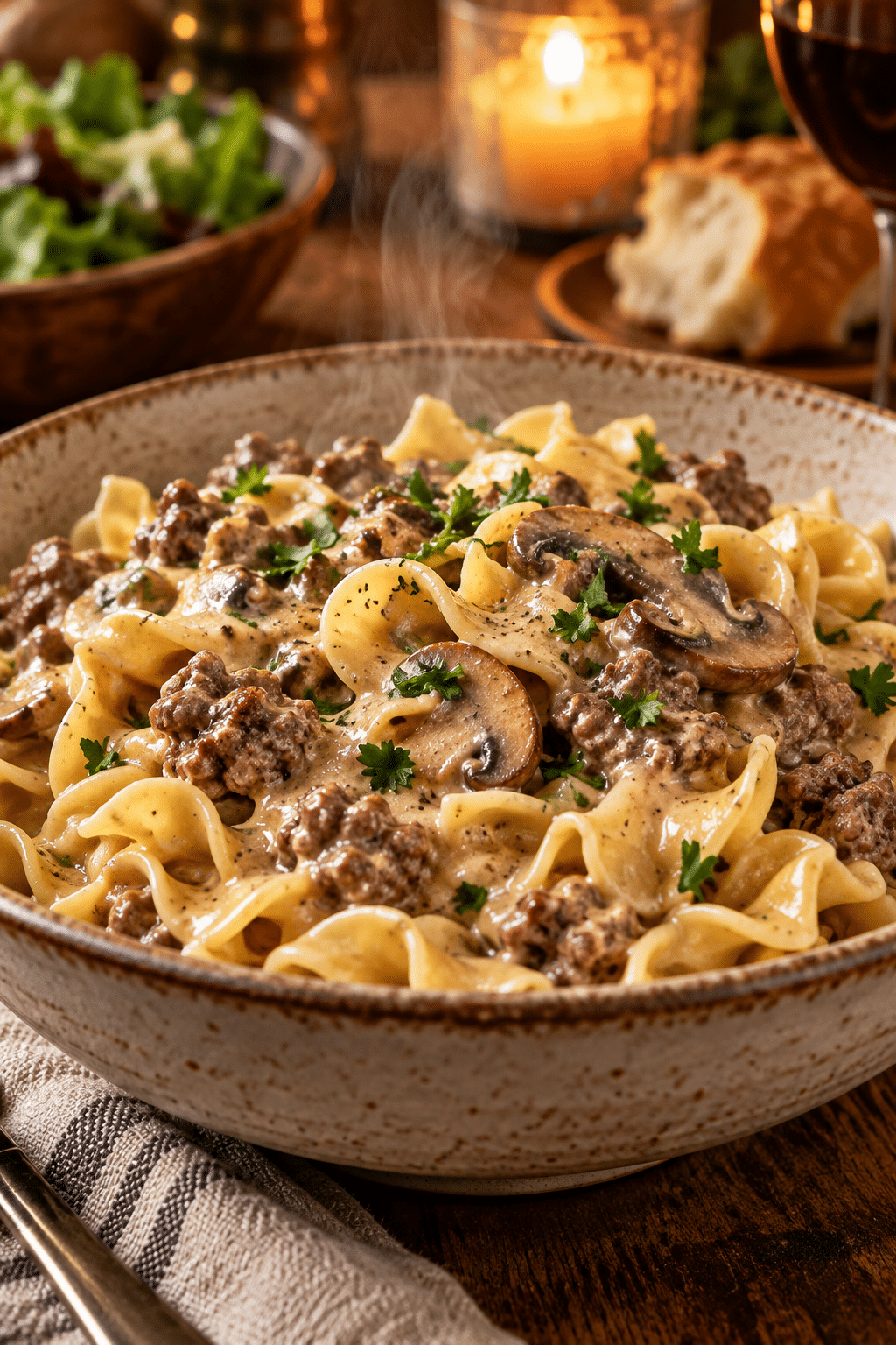 Finished Instant Pot hamburger stroganoff