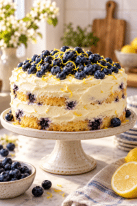 lemon blueberry cake with cream cheese frosting