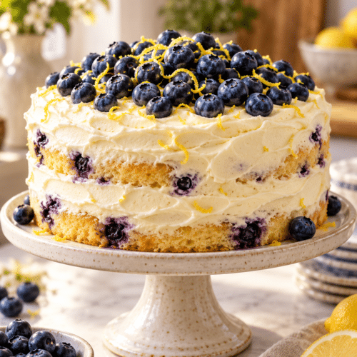 lemon blueberry cake with cream cheese frosting
