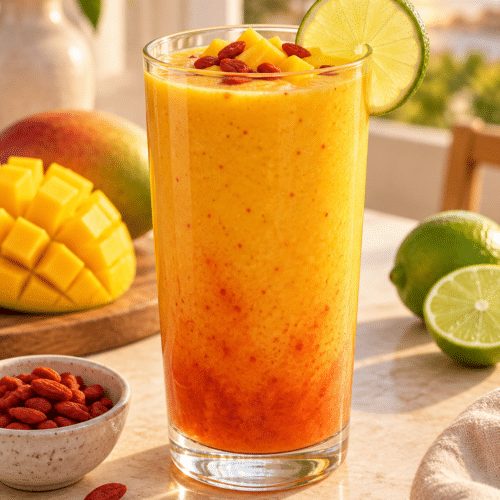 mango goji berry sunrise smoothie