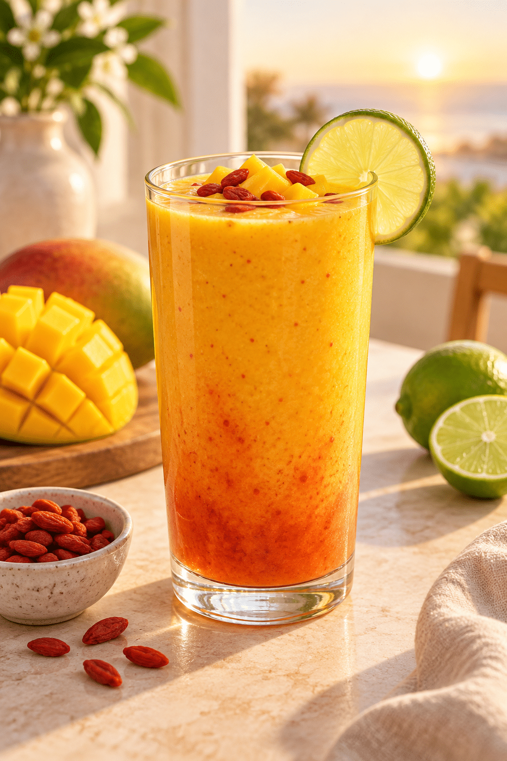 mango goji berry sunrise smoothie